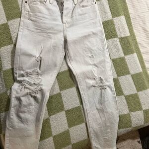 Levi's White Distressed Straight Leg Jeans
